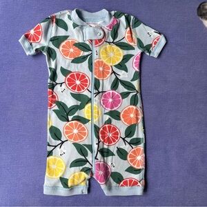 Hanna Andersson Blue Colorful Sweet Citrus Print Shortie Baby Romper